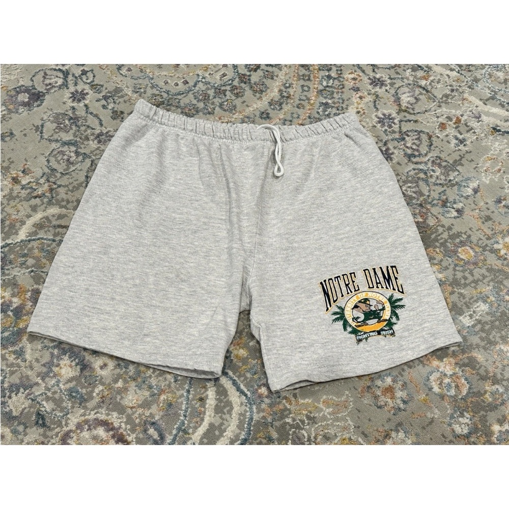 Vtg 90s Classics By Tullex Notre Dame Fighting Irish Sweat Shorts Grey Sz L USA